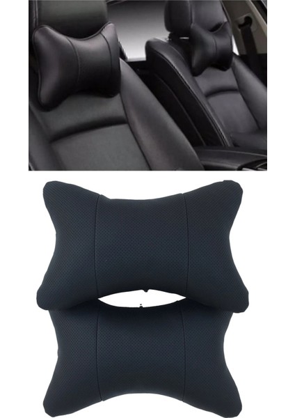 Universal 2li 3D Ortopedik Oto Boyun Yastığı Suni Deri Tr