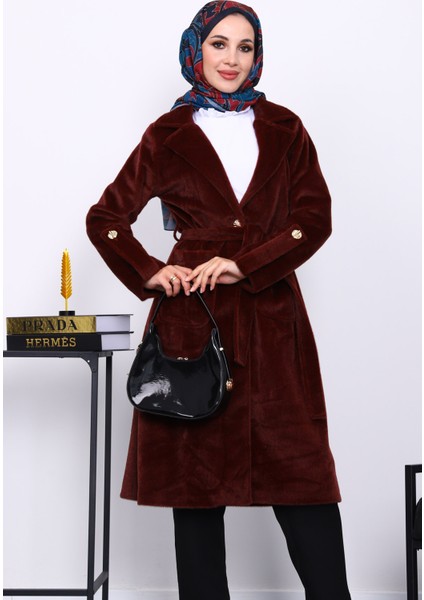 Bordo Kruvaze Yaka Kol Apoletli Angora Kaban modelleri