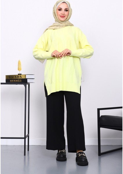 Sarı Bisiklet Yaka Soğuk İplik Triko Tunik fiyatları