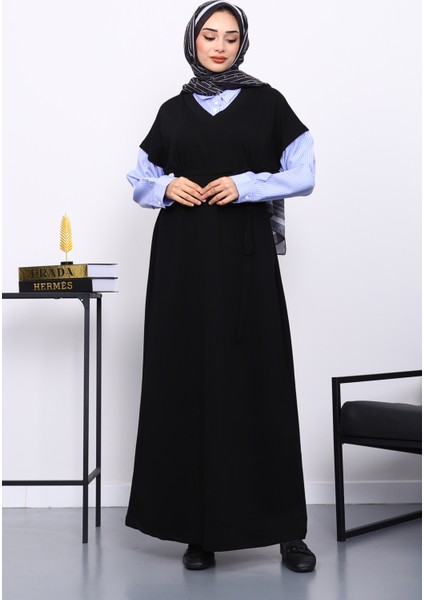 Siyah Gömlek Garnili İki İplik Elbise fiyatları