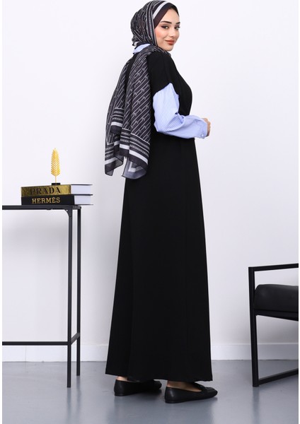 Siyah Gömlek Garnili İki İplik Elbise fırsatları