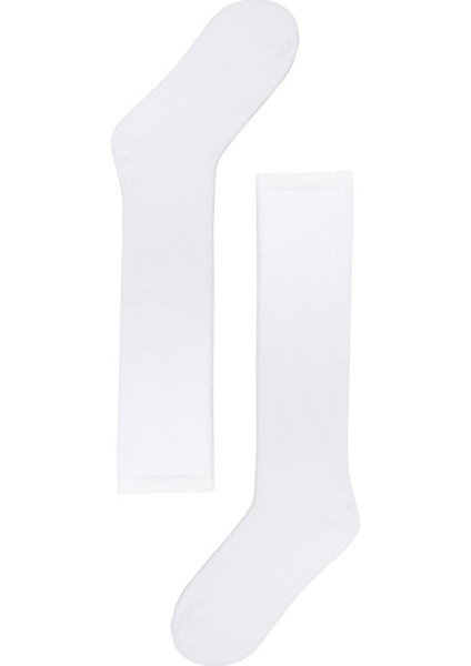 Kadın Beyaz Renkli Famliy Basic Dizaltı Çorap