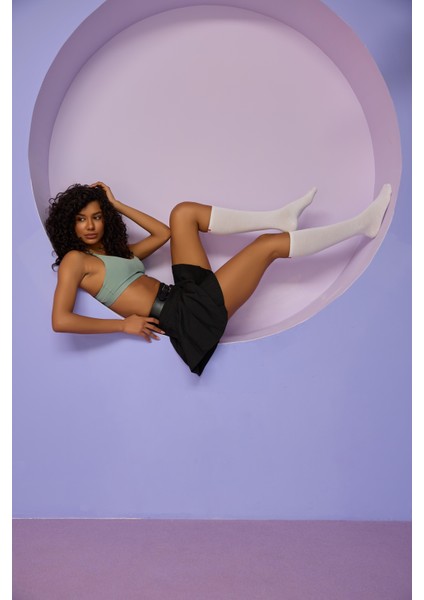 Kadın Beyaz Renkli Famliy Basic Dizaltı Çorap