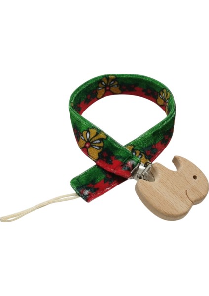 Fitifitibebe Yılbaşı Konsept Emzik Zinciri - Emzik Askısı Ahşap Uçlu Emzik Zinciri Emzik Tutucu