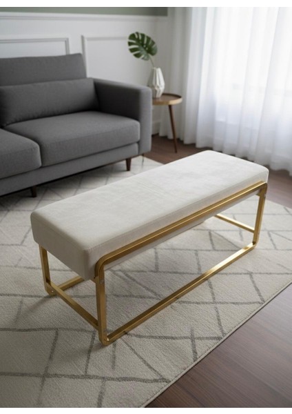 Elora Gold Metal Ayaklı Kapucıno Puf / Bench