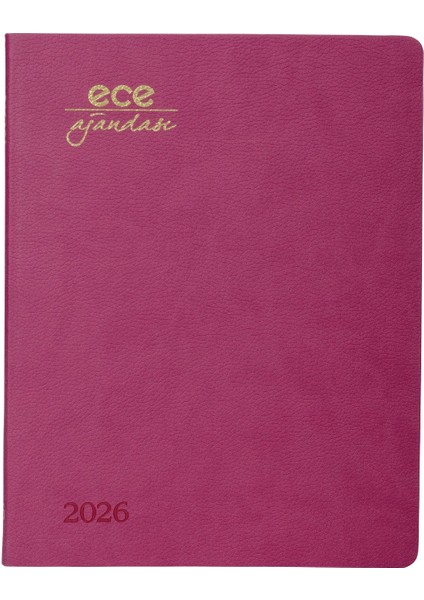 Ajandası Alaçatı 2026 Koyu Pembe - Haftalık 110GR. Ithal Kağıt Lastikli 18,5X23,5