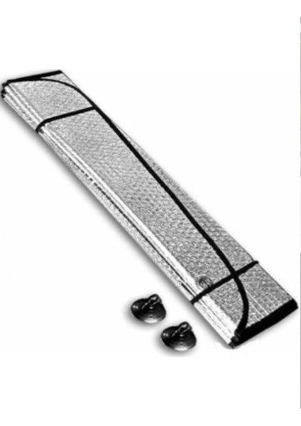 2 Adet Araba Ön ve Arka Cam Güneşliği Vantuzlu Parlak Alüminyum Katlanabilir Oto Güneşlik (130X60CM)