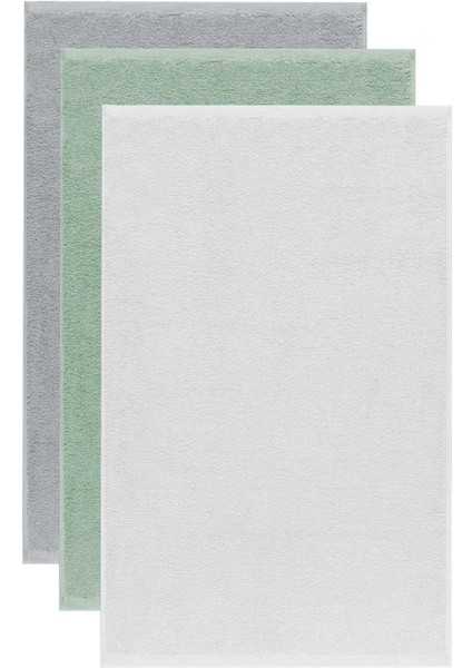 3 Lü Düz Renk El Yüz Havlu Seti &AMP;#37;100 Pamuklu 50X90 cm Gri-Yeşil-Beyaz fiyatları