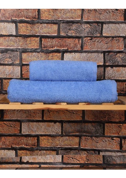 2 Parça &AMP;#37;100 Pamuklu Soft Lüx Banyo Havlu Seti Mavi