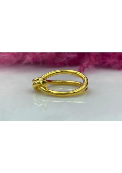 Özel Tasarım Gold Taşsız Tiffany Model Düğüm Yüzük Yüksek Kalite Üretim 925 Ayar Gümüş modelleri