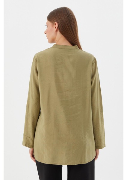 Tasarım Düğmeli Tunik Gömlek Hakı indirimleri