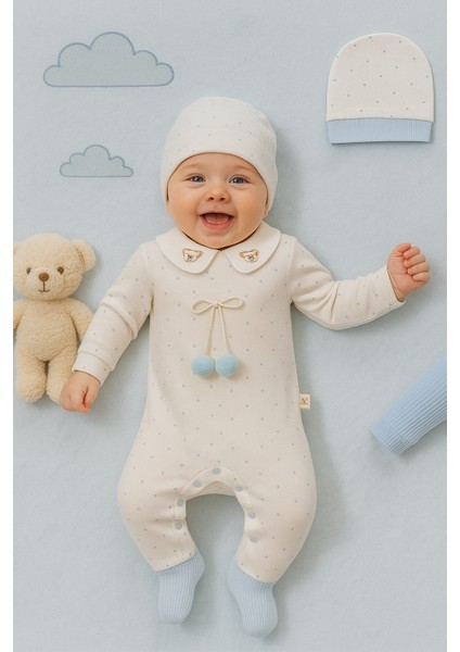 Yeni Doğan Erkek Bebek 0/3-3/6 Ay Baby Boy 2li Tulum Seti ve Müslin Battaniye Takım