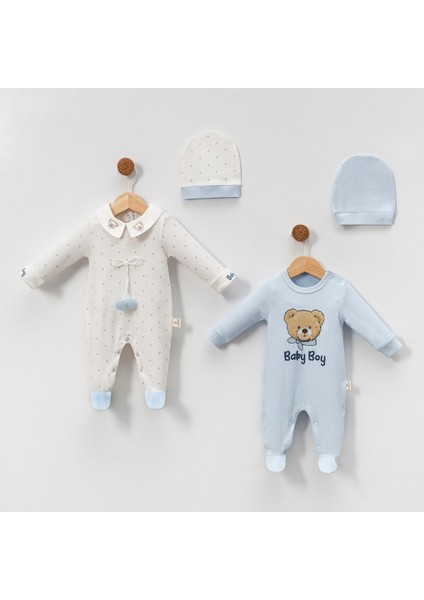 Yeni Doğan Erkek Bebek 0/3-3/6 Ay Baby Boy 2li Tulum Seti ve Müslin Battaniye Takım fırsatları