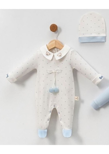 Yeni Doğan Erkek Bebek 0/3-3/6 Ay Baby Boy 2li Tulum Seti ve Müslin Battaniye Takım