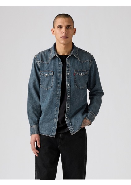 Barstow Western Erkek Mavi Jean Kot Gömlek 85744-0103