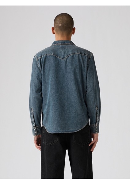 Barstow Western Erkek Mavi Jean Kot Gömlek 85744-0103 fiyatları