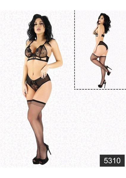 Kadın Fantazi Iç Giyim Güpürlü Fantazi Takım - Şehvetli ve Zarif Tasarım