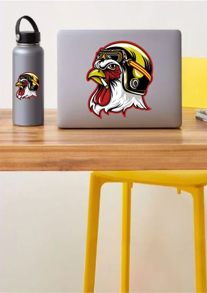 Kasklı Sigara Içen Horoz Sticker - Kaptan Horoz Sticker - Araba Oto Motosiklet Karavan Sticker 00298 fiyatları