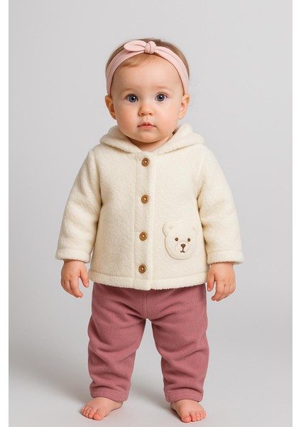 Kız Bebek Kapüşon Detaylı Peluş Ceket fiyatları