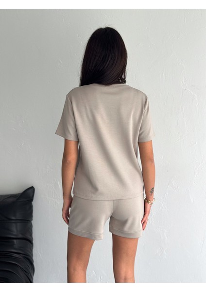 Şortlu Takım Modal Kumaş /şortlu Takım Tavşan Nakışlı Günlük Kullanıma Uygun