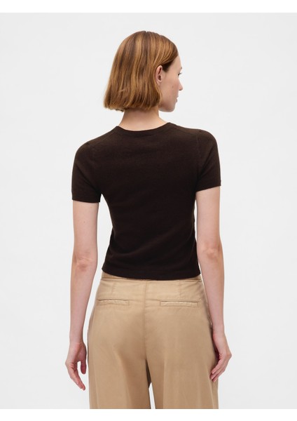 Kadın Kahverengi Cashsoft Stretch Baby T-Shirt fırsatları