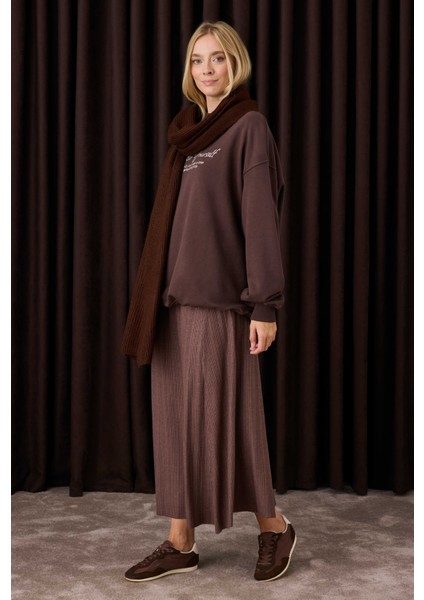 Fitilli Triko Etek Kahve