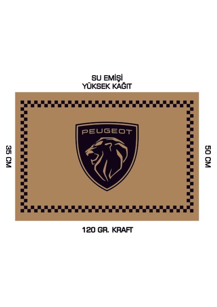 35X50 120 Gr. Kraft Kağıt Oto Paspası Peugeot Yatay 100 Adet Kağıt 2d Tr