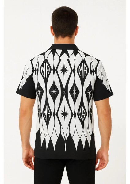 Erkek Iki Iplik Kumaş Dijital Baskılı Gömlek - Siyah fiyatları