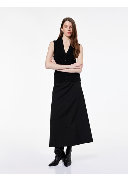 Düğmeli V Yaka Triko Yelek