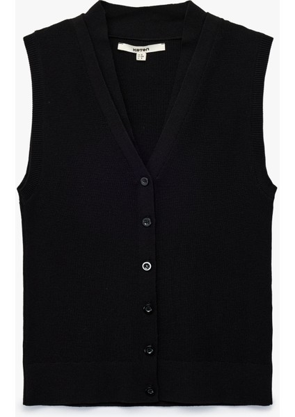 Düğmeli V Yaka Triko Yelek modelleri