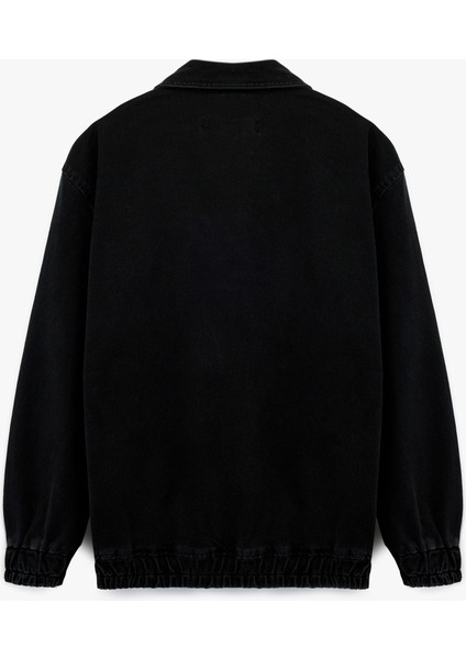 Kapaklı Cepli Regular Fit Pamuklu Gömlek Yaka Fermuarlı Bomber Jean Ceket indirimleri