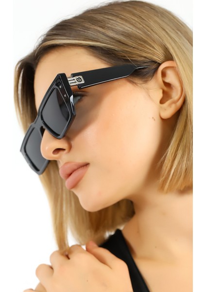 Kadın Geometrik Siyah UV400 Güneş Gözlüğü WP25-26 C2