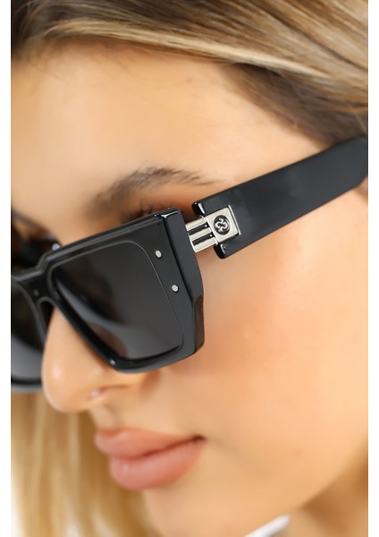 Kadın Geometrik Siyah UV400 Güneş Gözlüğü WP25-26 C2 indirimleri