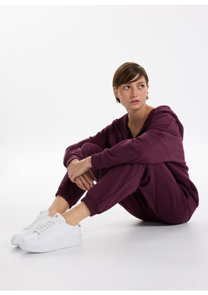 Bordo Kadın Eşofman Altı Fıka