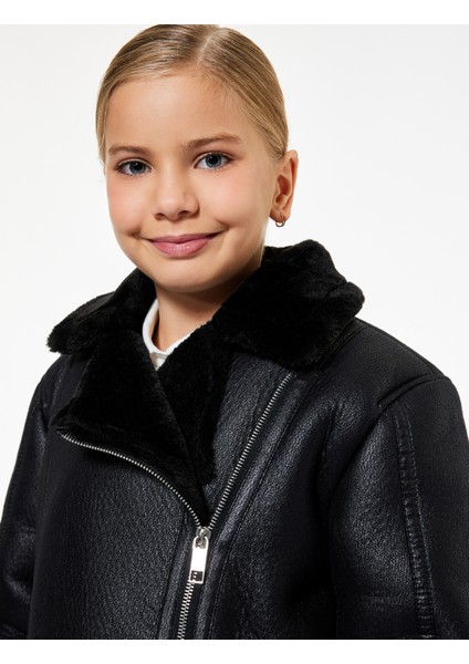 Kruvaze Yaka Uzun Kollu Suni Deri Ceket modelleri