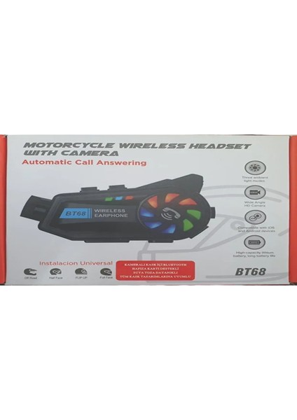 BT68 Kameralı Bluetooth Motosiklet Kulaklığı – 1080P Hd Video Kaydı, Gürültü Engelleme, Su Geçirmez Satıcının Ortalama Ürün Puanı 4.9