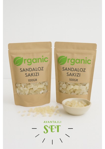 Sandaloz Sakızı 2X100 gr Diyet Dostu - %100 Doğal & Katkısız - 2 Paket