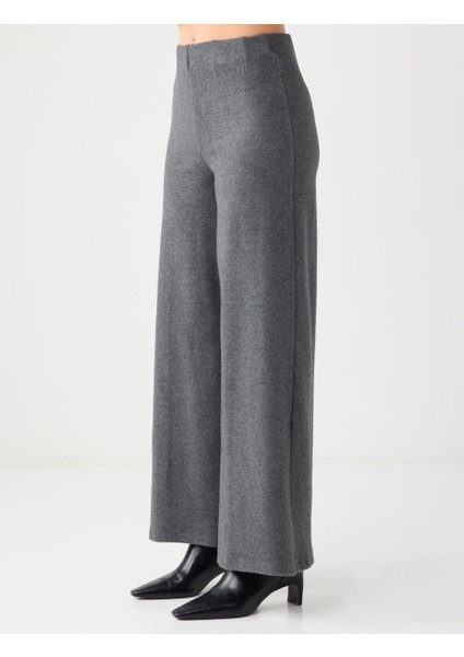 Antrasit Melanj Rahat Kesim Yumuşak Dokulu Bol Paça Örme Pantolon fırsatları