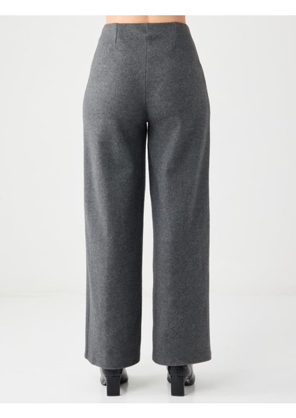 Antrasit Melanj Rahat Kesim Yumuşak Dokulu Bol Paça Örme Pantolon indirimleri