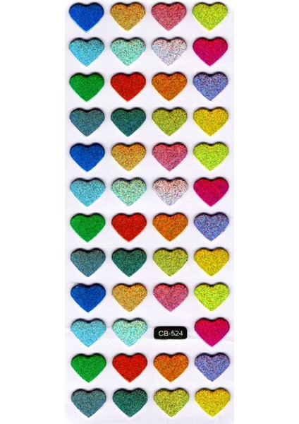 Sticker Kabartmalı Sticker Defter Planlayıcı Etiket (CB524) 16X7 Cm- Renkli Kalpler fiyatları