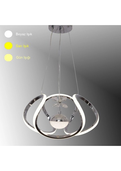 Kavis Modeli Krom Kaplama Tek Toplu 3 Renk Modüllü Ledli Avize modelleri