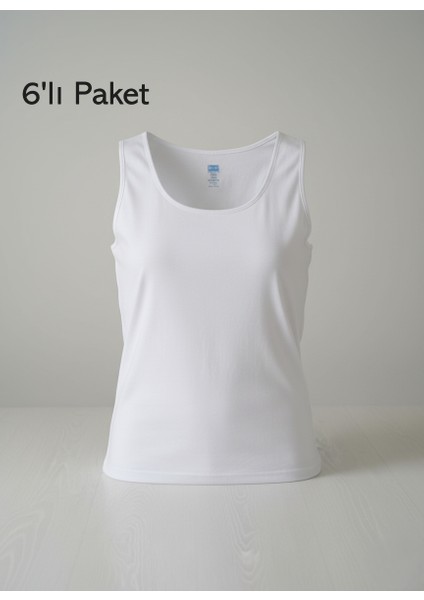 Kadın Ribana Mat Biyeli Geniş Askılı 6'lı Paket Normal ve Büyük Battal Beden - Berrak