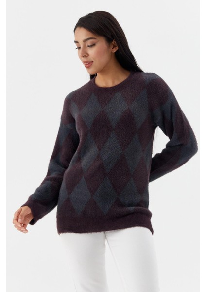 Baklava Desenli Yumuşak Kazak Murdum