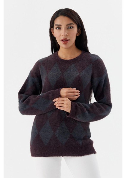 Baklava Desenli Yumuşak Kazak Murdum fiyatları