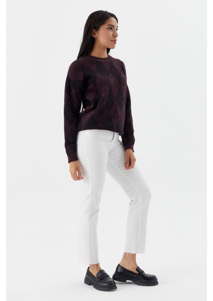 Baklava Desenli Yumuşak Kazak Murdum modelleri