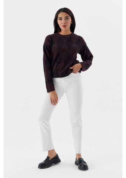 Baklava Desenli Yumuşak Kazak Murdum fırsatları