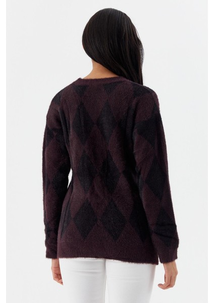 Baklava Desenli Yumuşak Kazak Murdum indirimleri