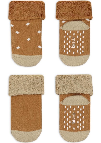 Puanlı Kaymaz Havlu Soket Çorap 2li BS10502 Hardal fiyatları