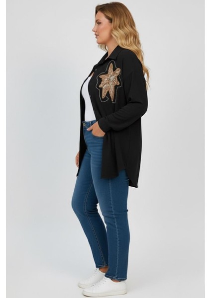 Kadın Büyük Beden Pul Payet Işlemeli Uzun Kollu Gömlek 1985-26 fiyatları