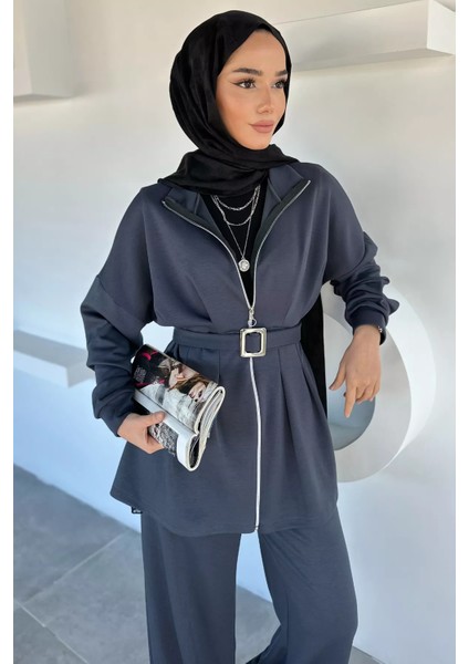 Ön Fermuarlı Pileli Tunik Bel Lastikli Pantolon Tesettür Ikili Takım P-00018989 fiyatları